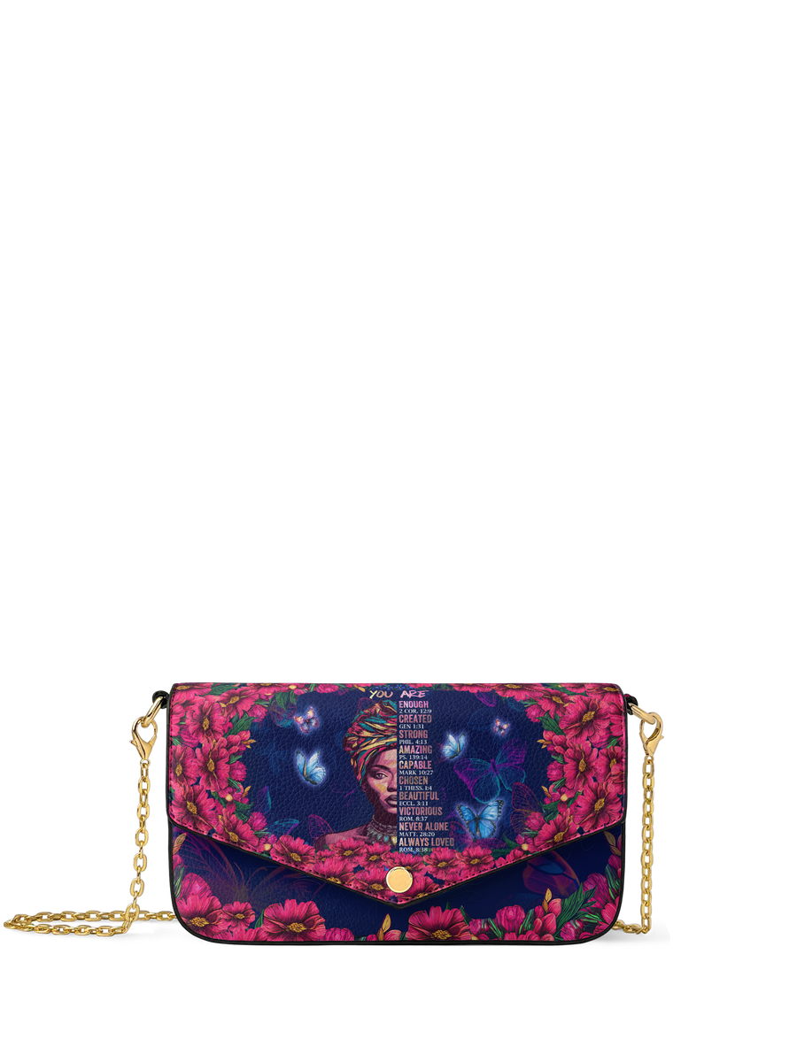 "Imani" Blue Orchid Envelope Chain Crossbody Bag - DD DEAL