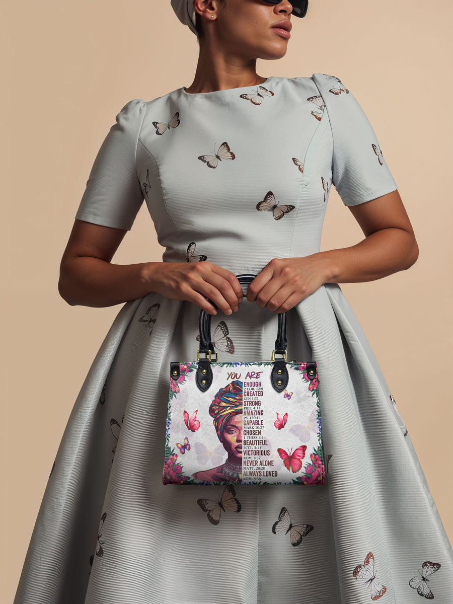 "Imani" Dove White Small Leather Handbag