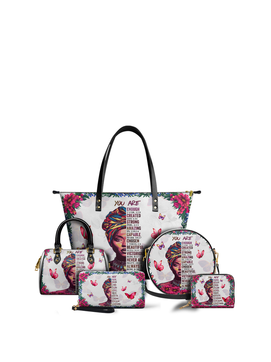"Imani" Dove White Leather Tote Bag Matching Set - DD DEAL