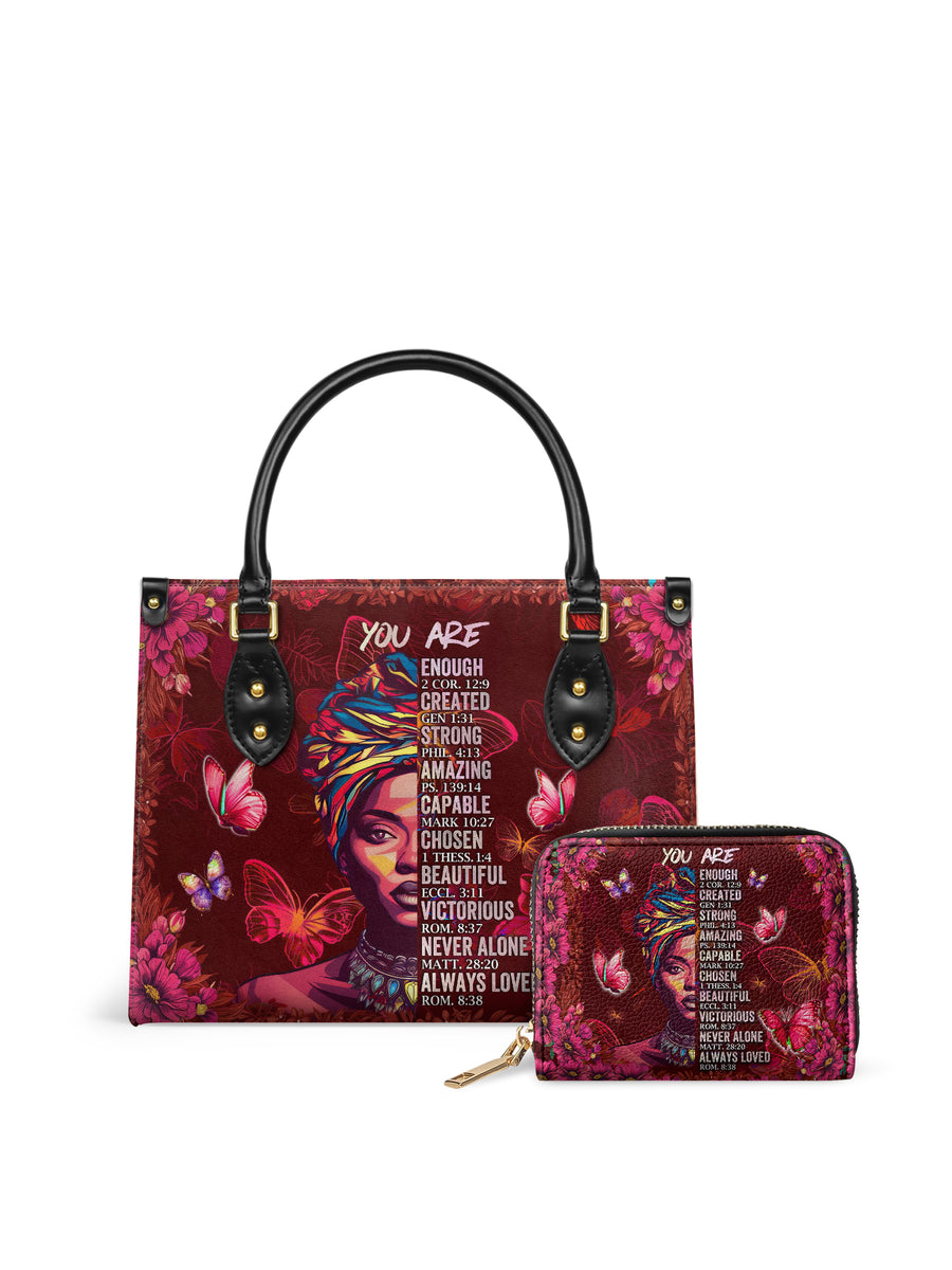 "Imani" Pomegranate Red Small Leather Handbag Matching Set - DD DEAL
