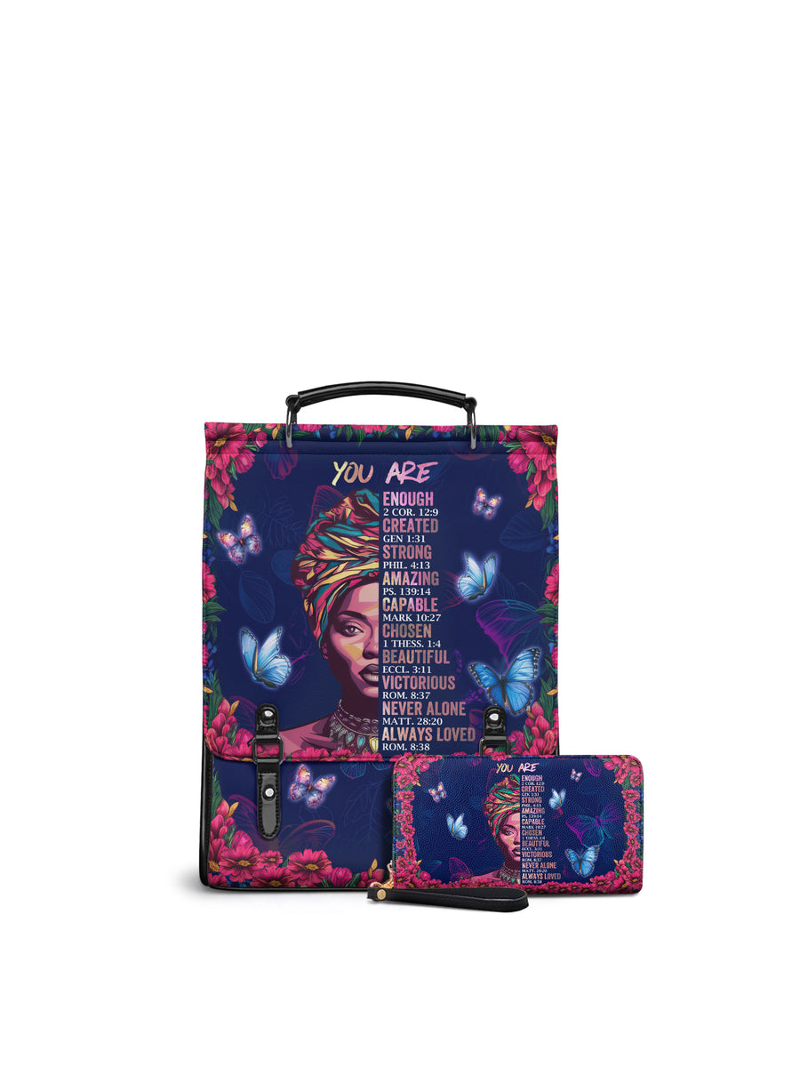 "Imani" Blue Orchid Leather Backpack Matching Set - DD DEAL