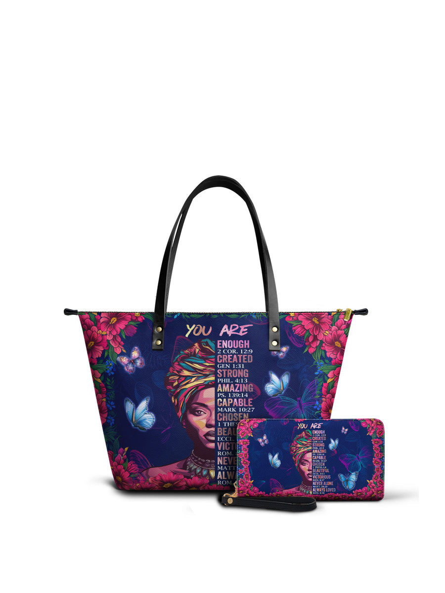 "Imani" Blue Orchid Leather Tote Bag Matching Set - DD DEAL
