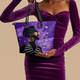 "Sanaa" Purple Crayon Leather Tote Bag