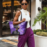 "Sanaa" Purple Crayon Leather Tote Bag