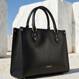 "Serwa" Black Leather Handbag