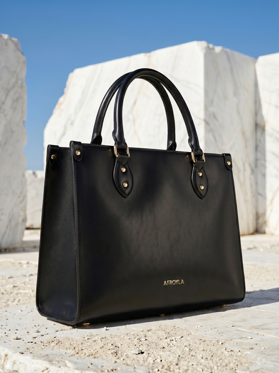 "Serwa" Black Leather Handbag